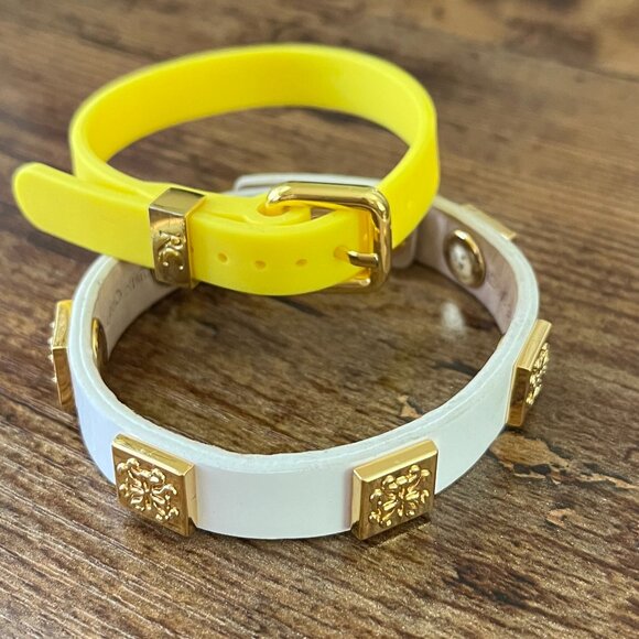 Rustic Cuff Silicone and Leather Logo Bracelet Set Lemon Drops - Picture 1 of 3